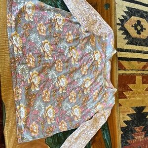 Sundance Gray and Pink Boxy Blouse